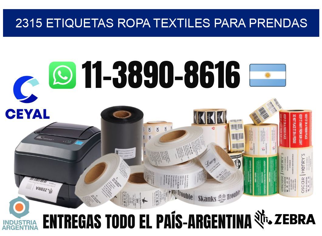 2315 Etiquetas ropa textiles para prendas