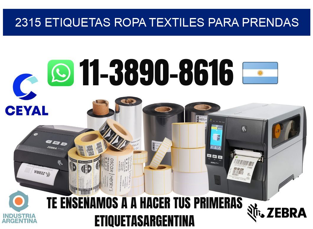 2315 Etiquetas ropa textiles para prendas