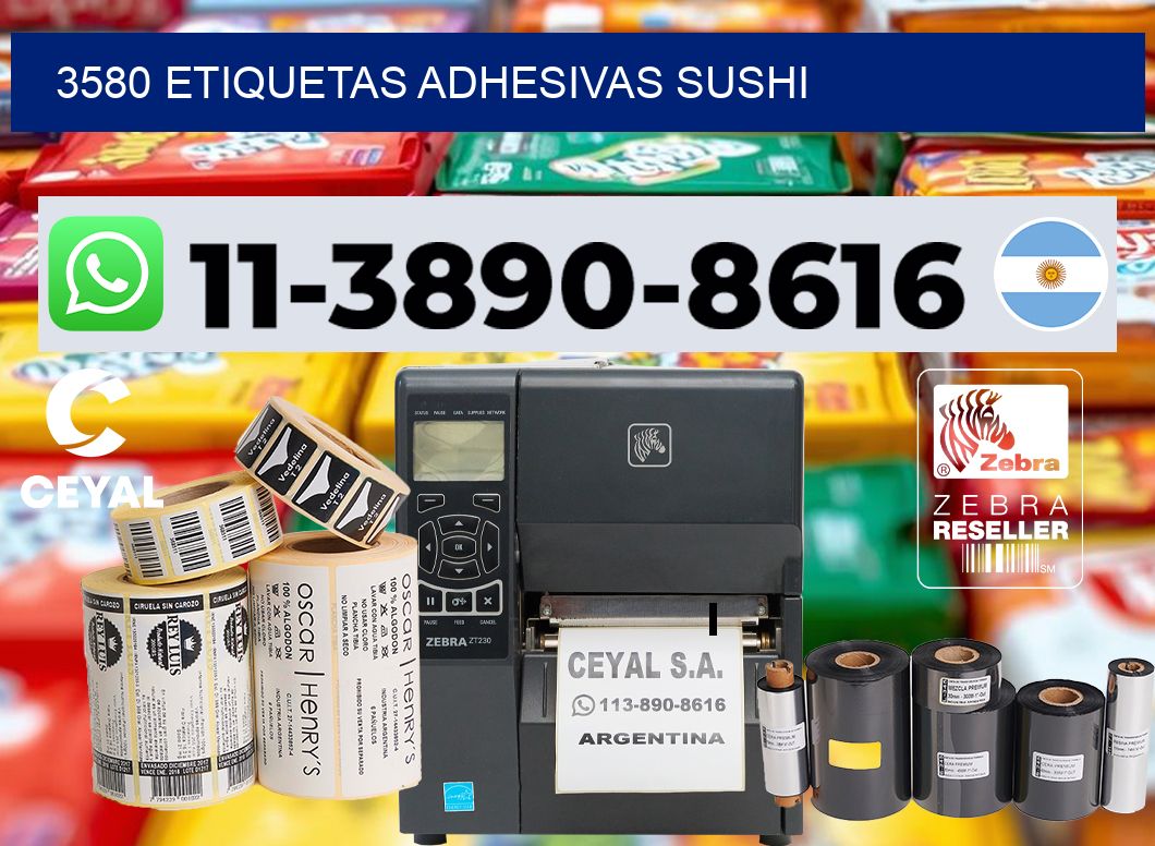 3580 etiquetas adhesivas sushi