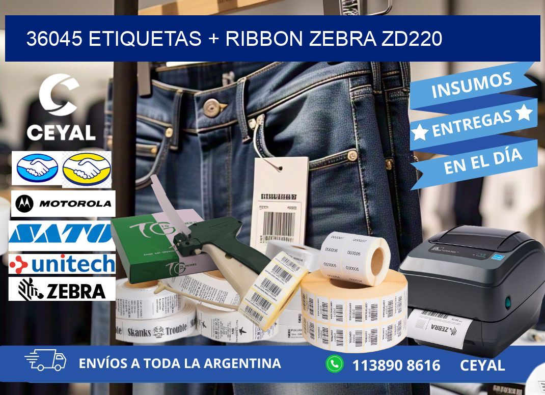 36045 etiquetas + ribbon zebra zd220