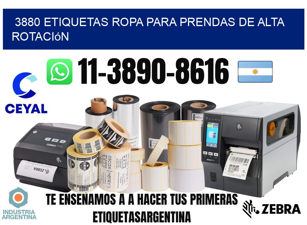 3880 Etiquetas ropa para prendas de alta rotación