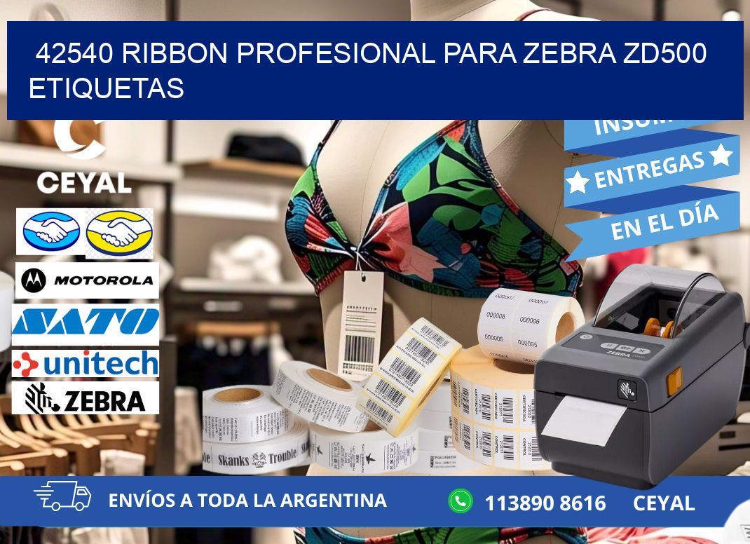 42540 ribbon profesional para zebra zd500 etiquetas