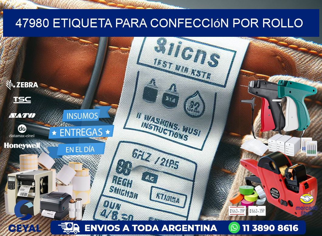 47980 etiqueta para confección por rollo