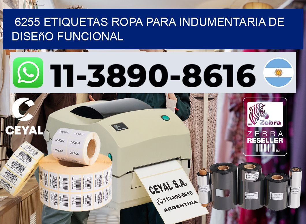 6255 Etiquetas ropa para indumentaria de diseño funcional