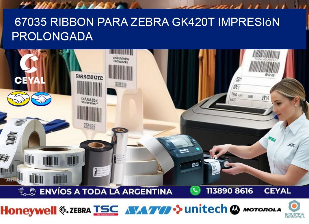 67035 ribbon para zebra gk420t impresión prolongada