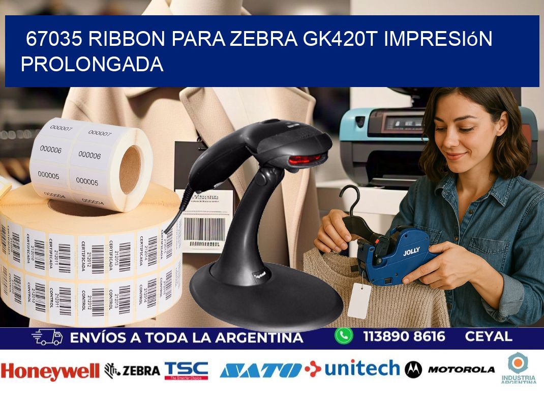 67035 ribbon para zebra gk420t impresión prolongada