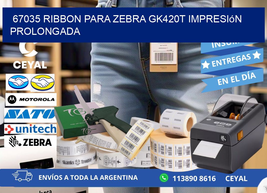 67035 ribbon para zebra gk420t impresión prolongada
