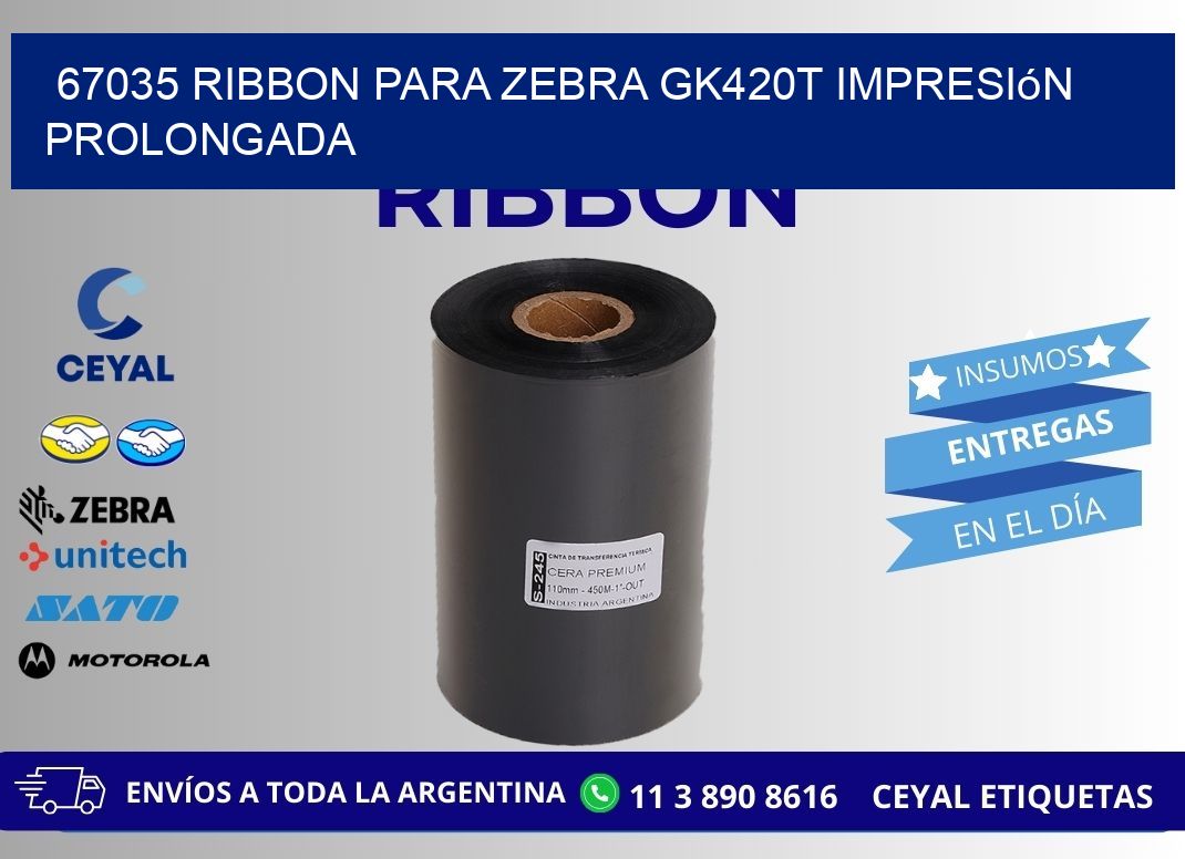 67035 ribbon para zebra gk420t impresión prolongada