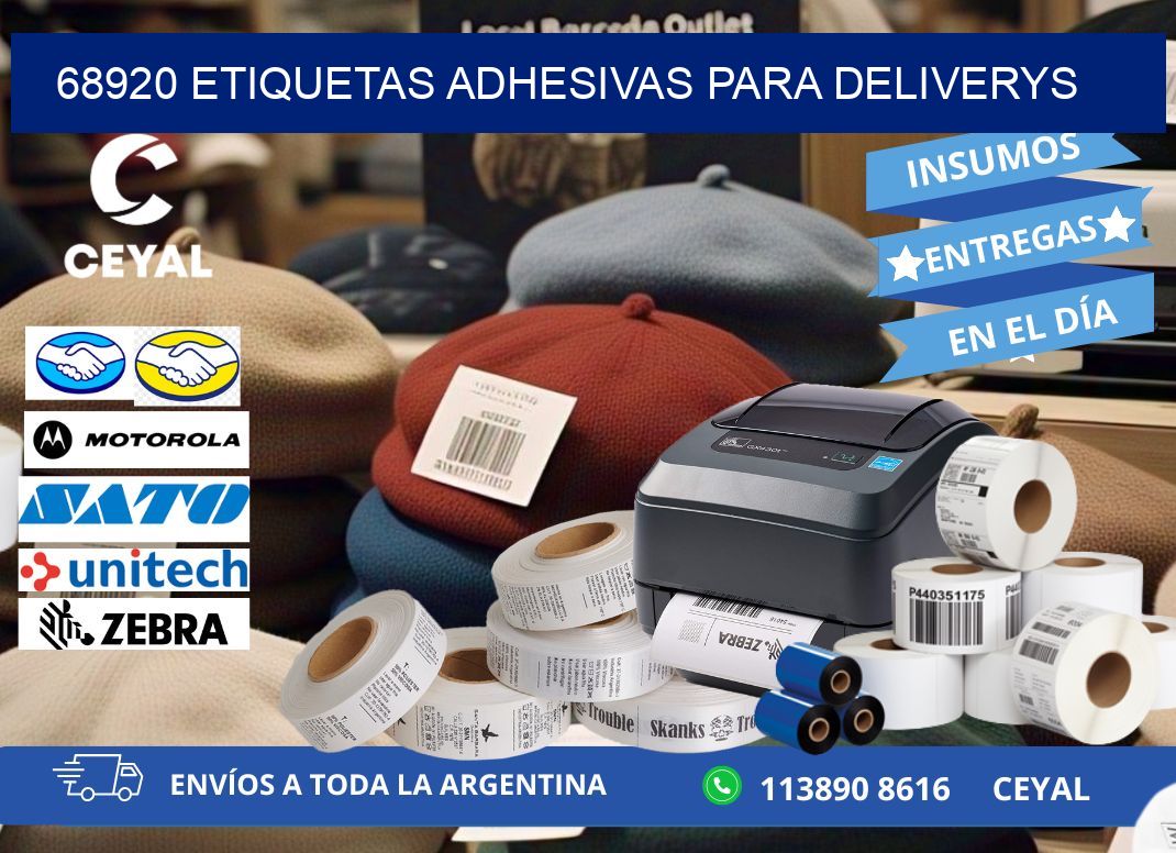 68920 etiquetas adhesivas para deliverys