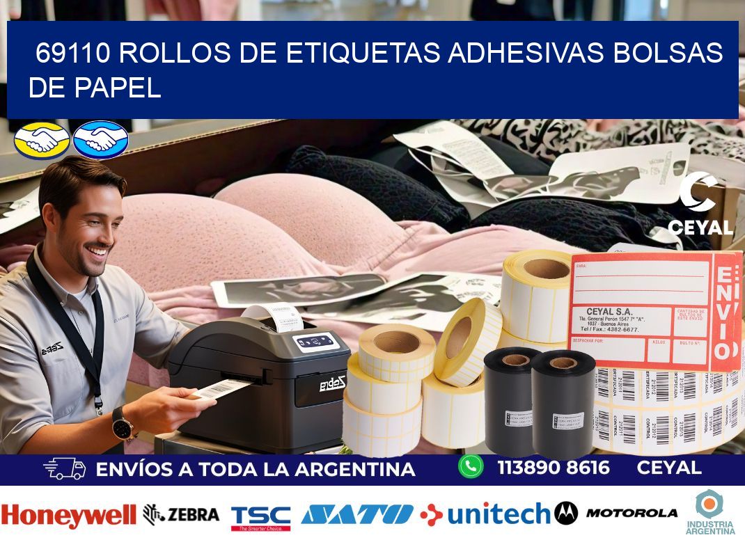 69110 rollos de etiquetas adhesivas bolsas de papel