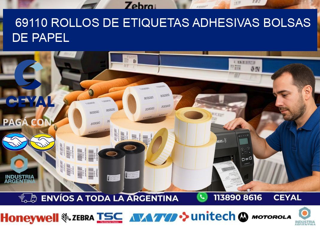 69110 rollos de etiquetas adhesivas bolsas de papel