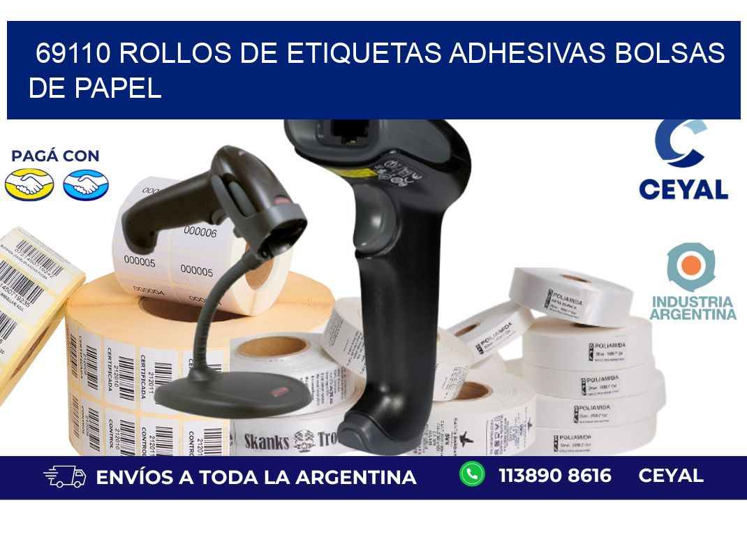 69110 rollos de etiquetas adhesivas bolsas de papel