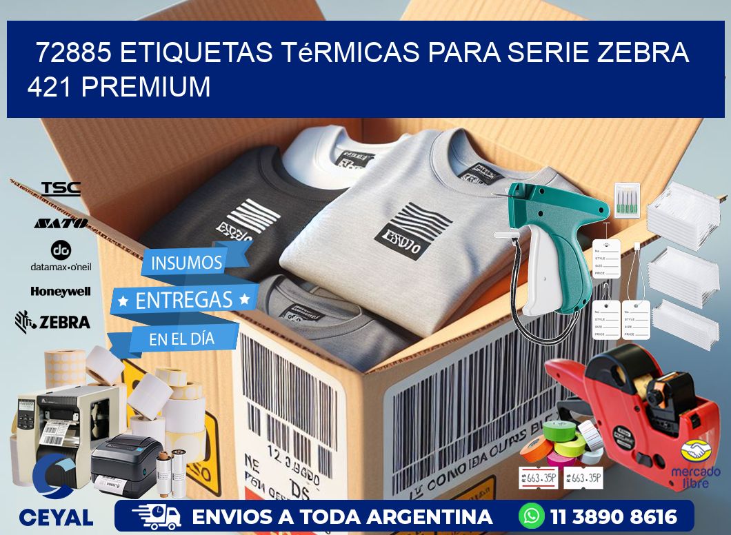 72885 etiquetas térmicas para serie zebra 421 premium