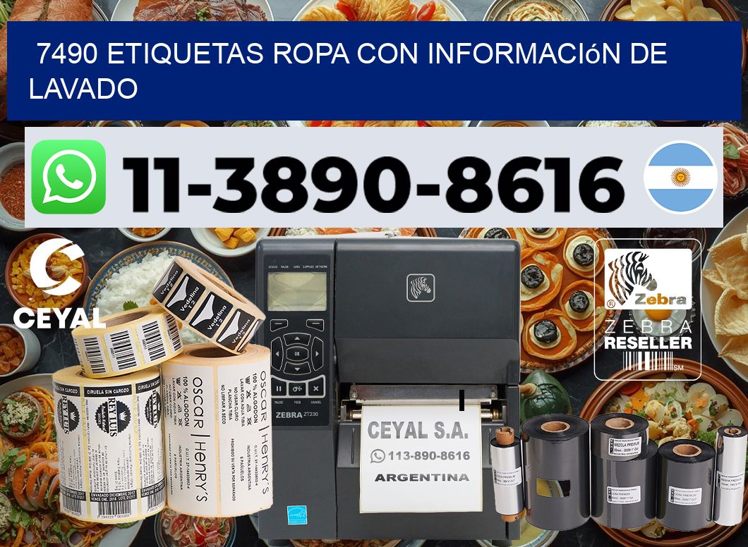 7490 Etiquetas ropa con información de lavado
