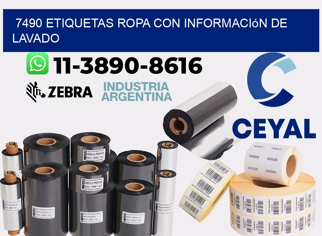 7490 Etiquetas ropa con información de lavado