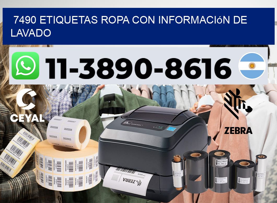 7490 Etiquetas ropa con información de lavado