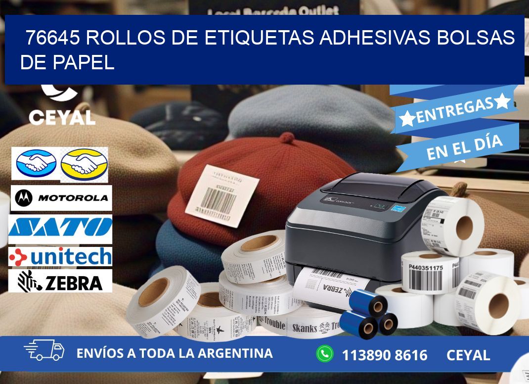 76645 rollos de etiquetas adhesivas bolsas de papel