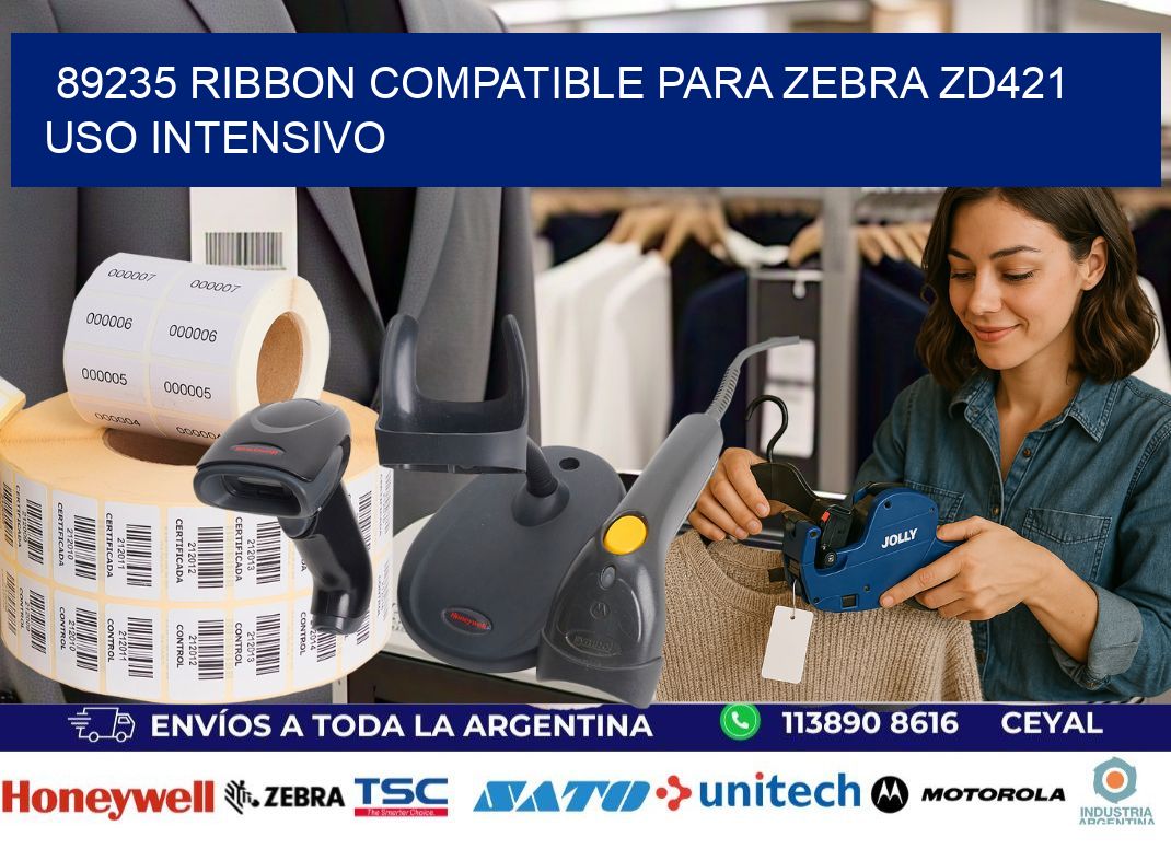 89235 ribbon compatible para zebra zd421 uso intensivo
