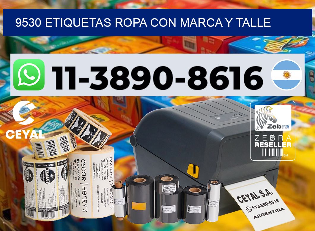 9530 Etiquetas ropa con marca y talle