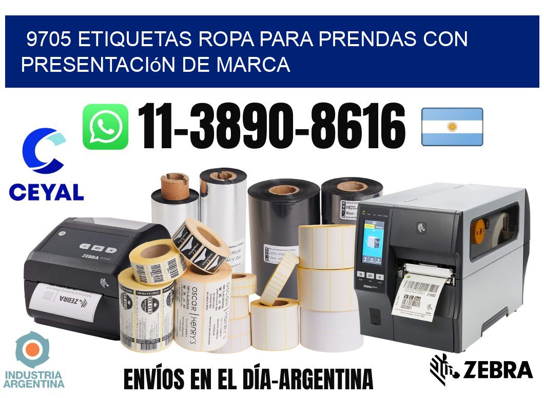 9705 Etiquetas ropa para prendas con presentación de marca