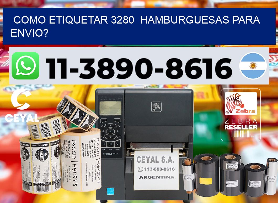 como etiquetar 3280  hamburguesas para envio?