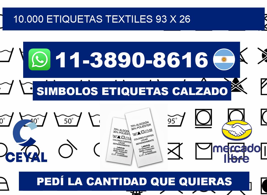 10.000 ETIQUETAS TEXTILES 93 x 26