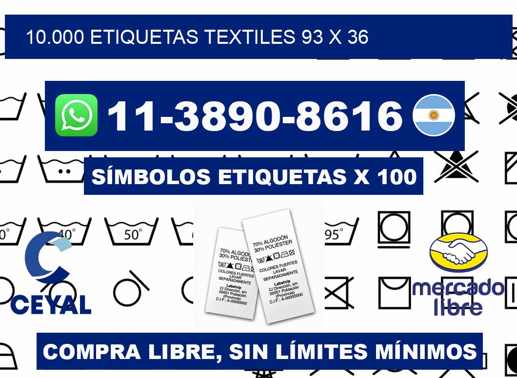 10.000 ETIQUETAS TEXTILES 93 x 36