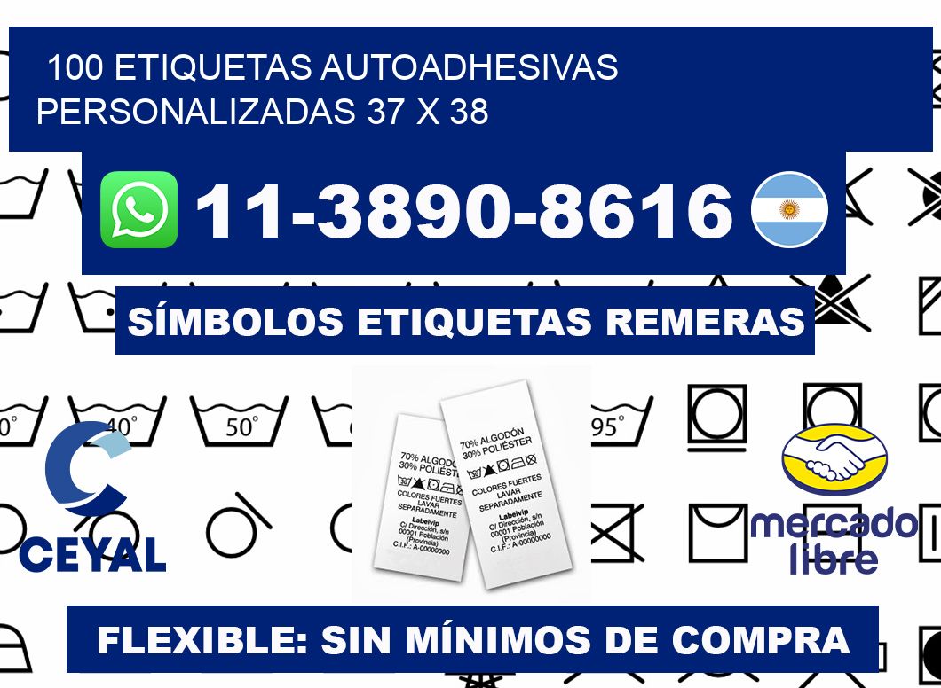 100 Etiquetas autoadhesivas personalizadas 37 x 38