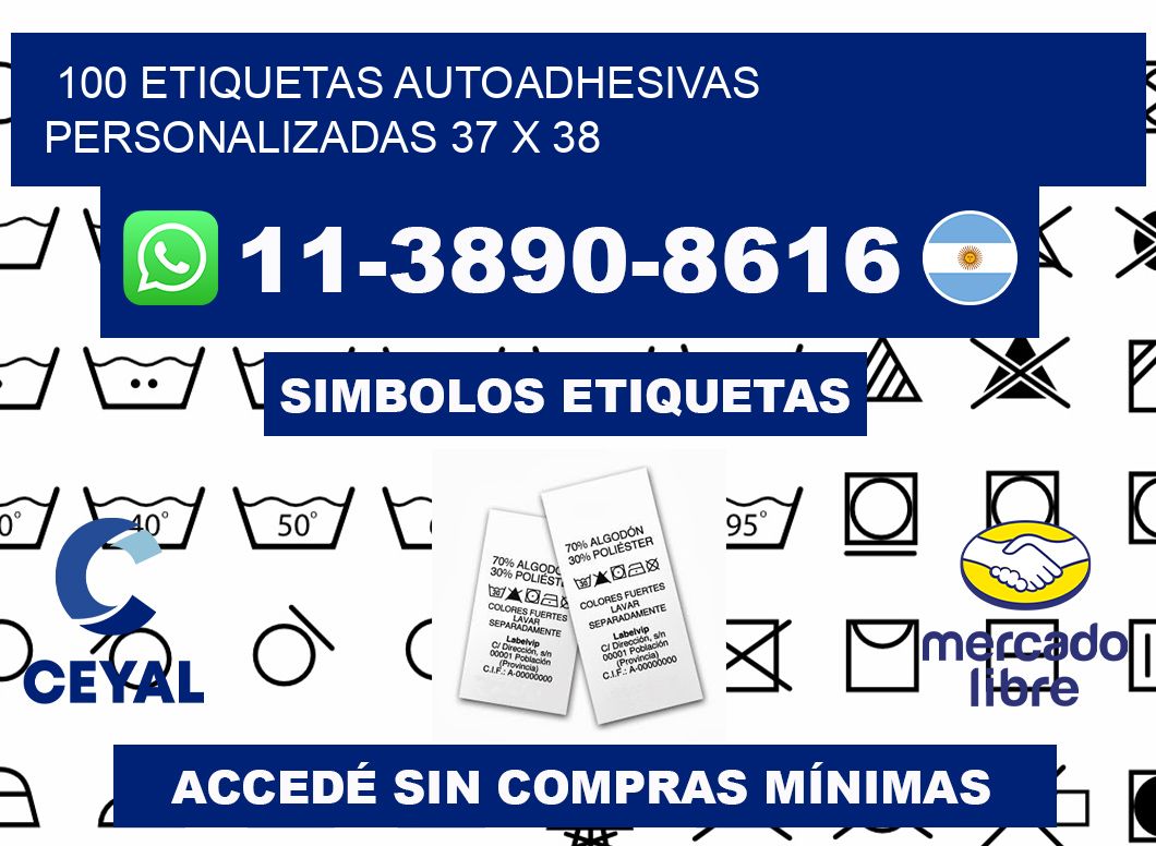 100 Etiquetas autoadhesivas personalizadas 37 x 38
