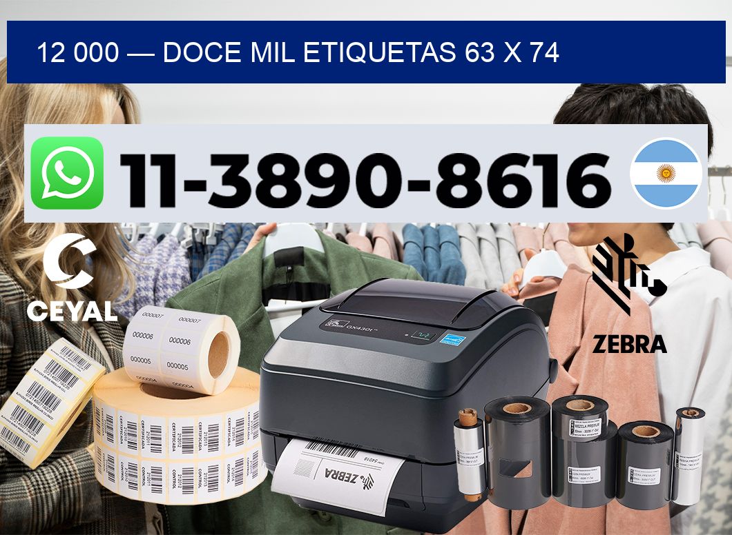 12 000 — doce mil etiquetas 63 x 74