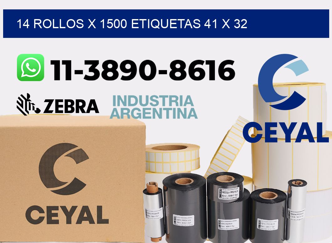14 rollos x 1500 etiquetas 41 x 32