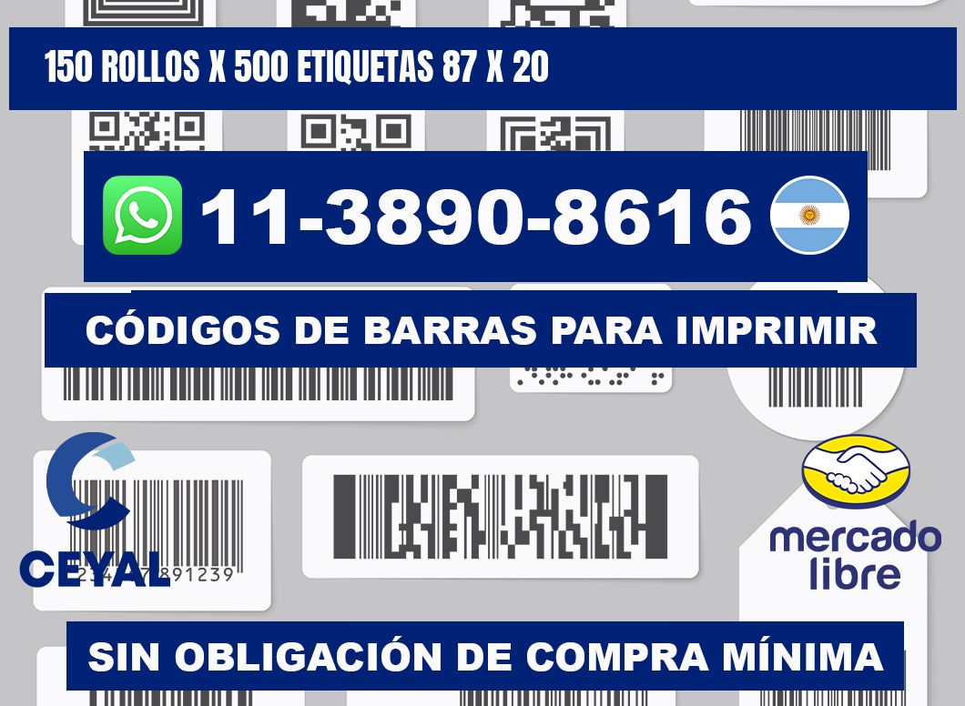 150 rollos x 500 etiquetas 87 x 20