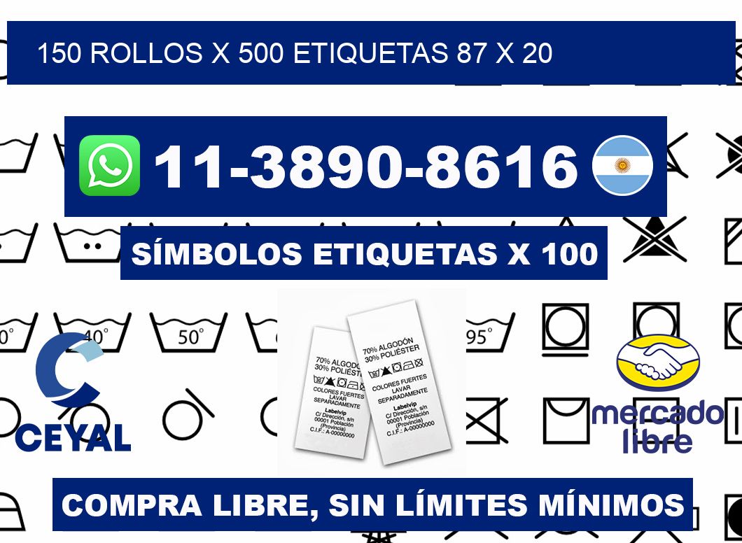 150 rollos x 500 etiquetas 87 x 20