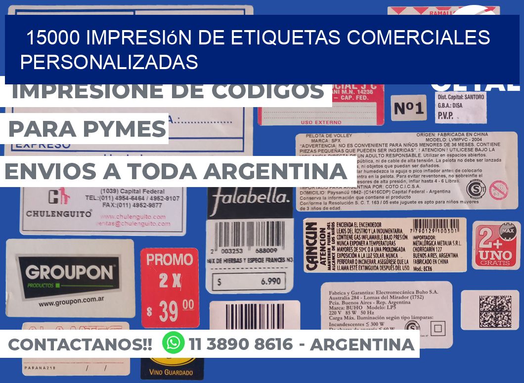 15000 Impresión de etiquetas comerciales personalizadas
