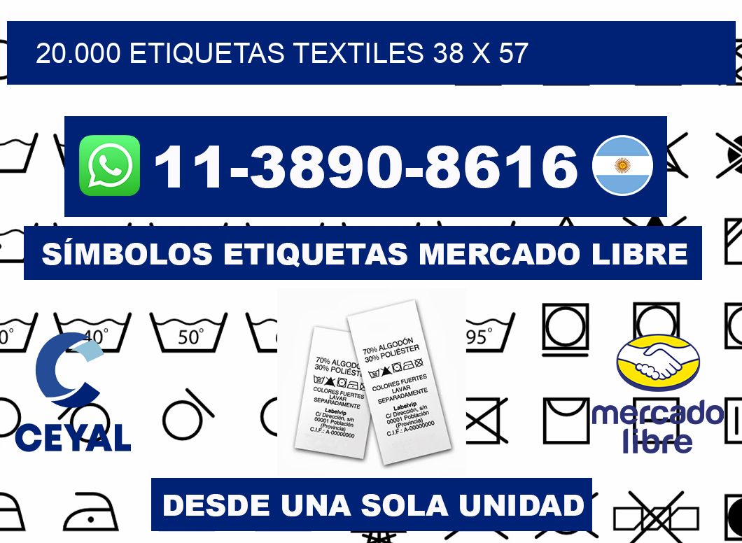 20.000 ETIQUETAS TEXTILES 38 x 57