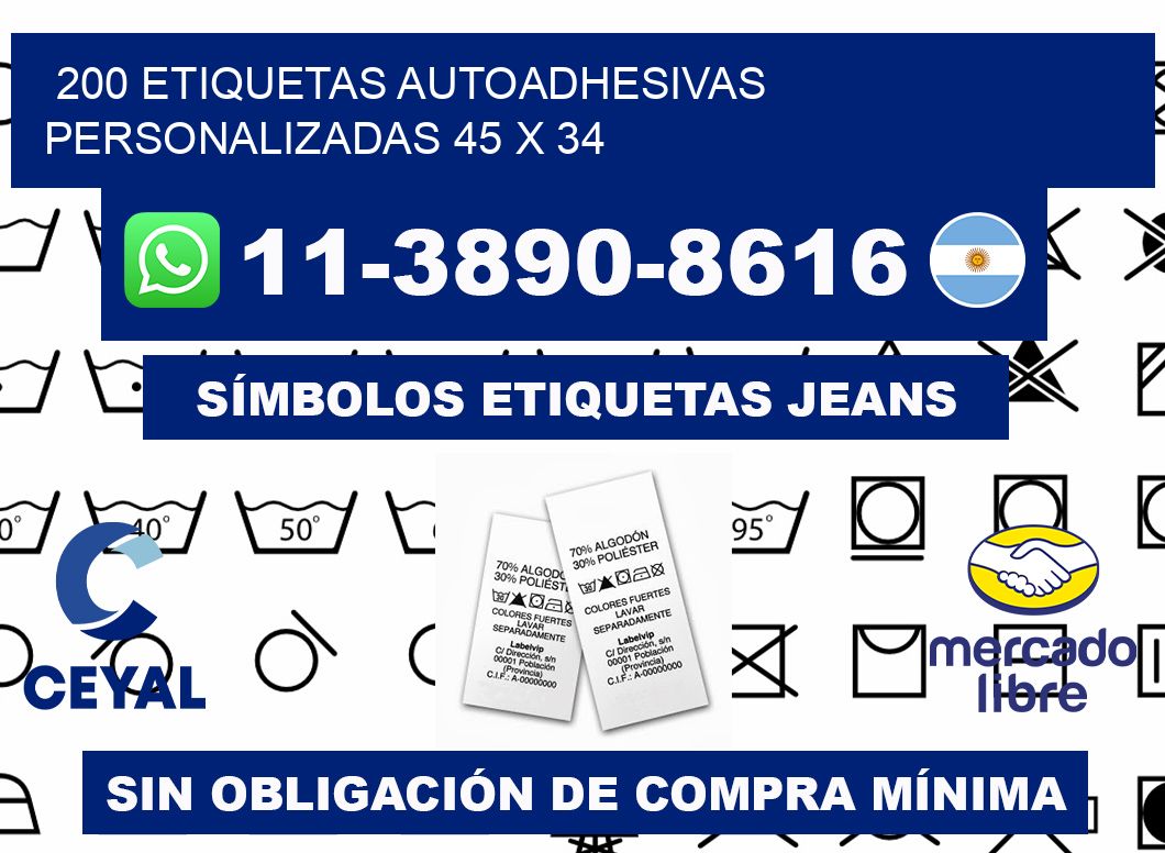200 Etiquetas autoadhesivas personalizadas 45 x 34