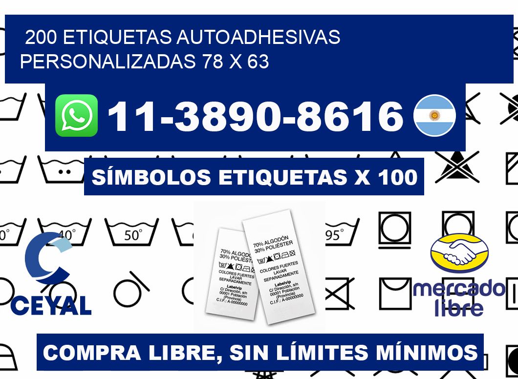 200 Etiquetas autoadhesivas personalizadas 78 x 63