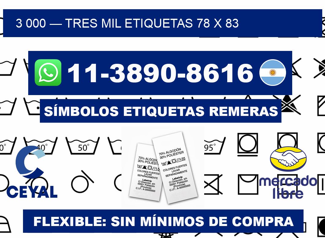 3 000 — tres mil etiquetas 78 x 83