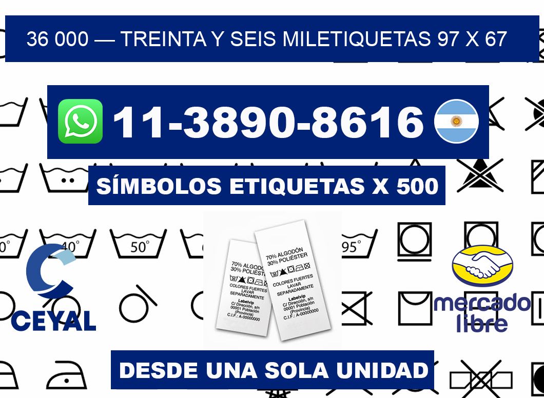 36 000 — treinta y seis miletiquetas 97 x 67