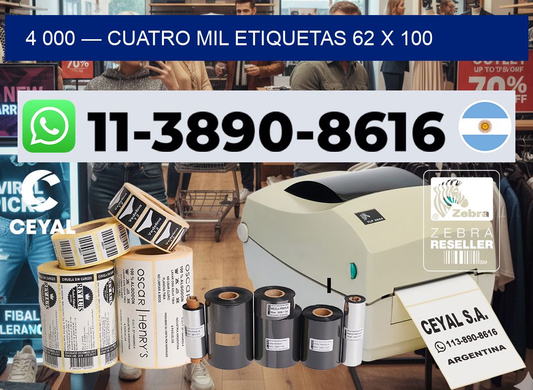 4 000 — cuatro mil etiquetas 62 x 100