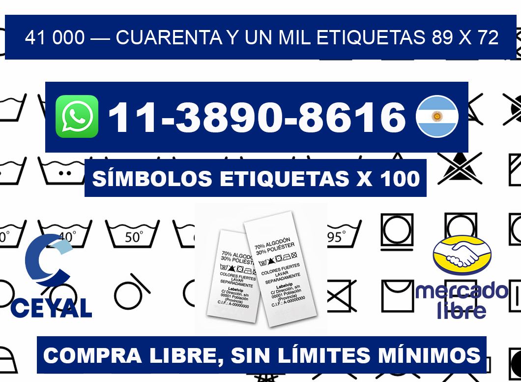 41 000 — cuarenta y un mil etiquetas 89 x 72