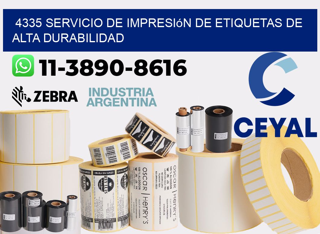 4335 Servicio de impresión de etiquetas de alta durabilidad