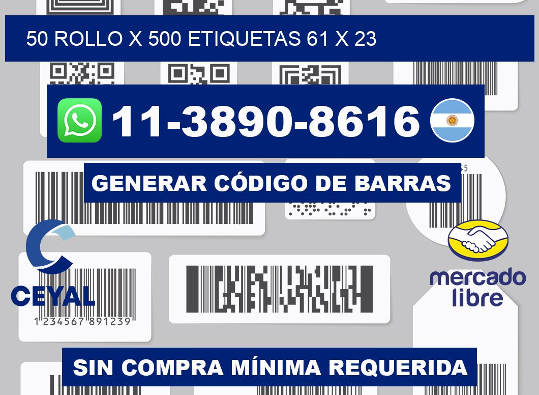50 rollo x 500 etiquetas 61 x 23