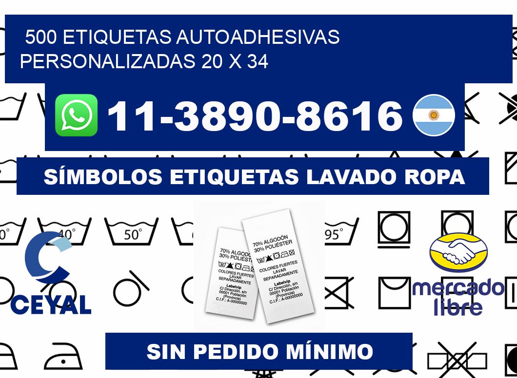 500 Etiquetas autoadhesivas personalizadas 20 x 34