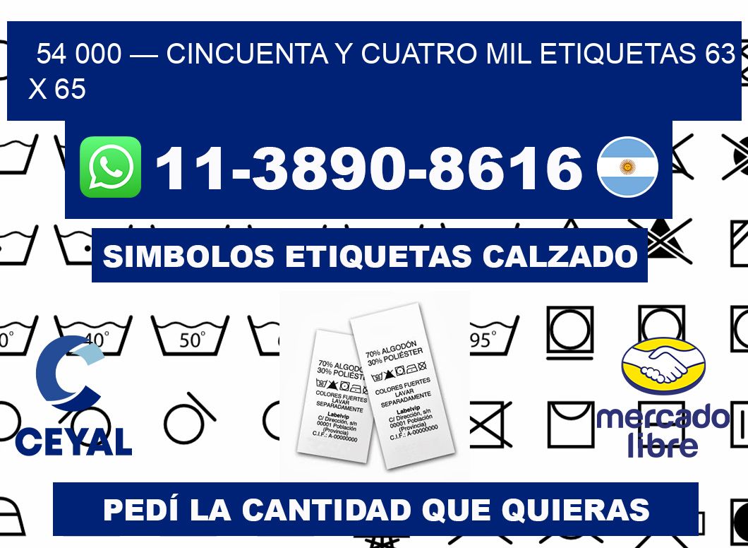 54 000 — cincuenta y cuatro mil etiquetas 63 x 65