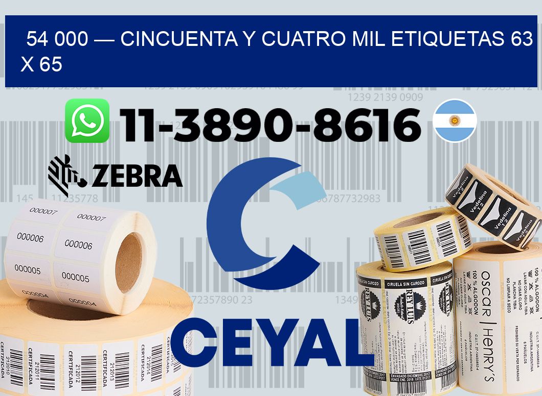 54 000 — cincuenta y cuatro mil etiquetas 63 x 65