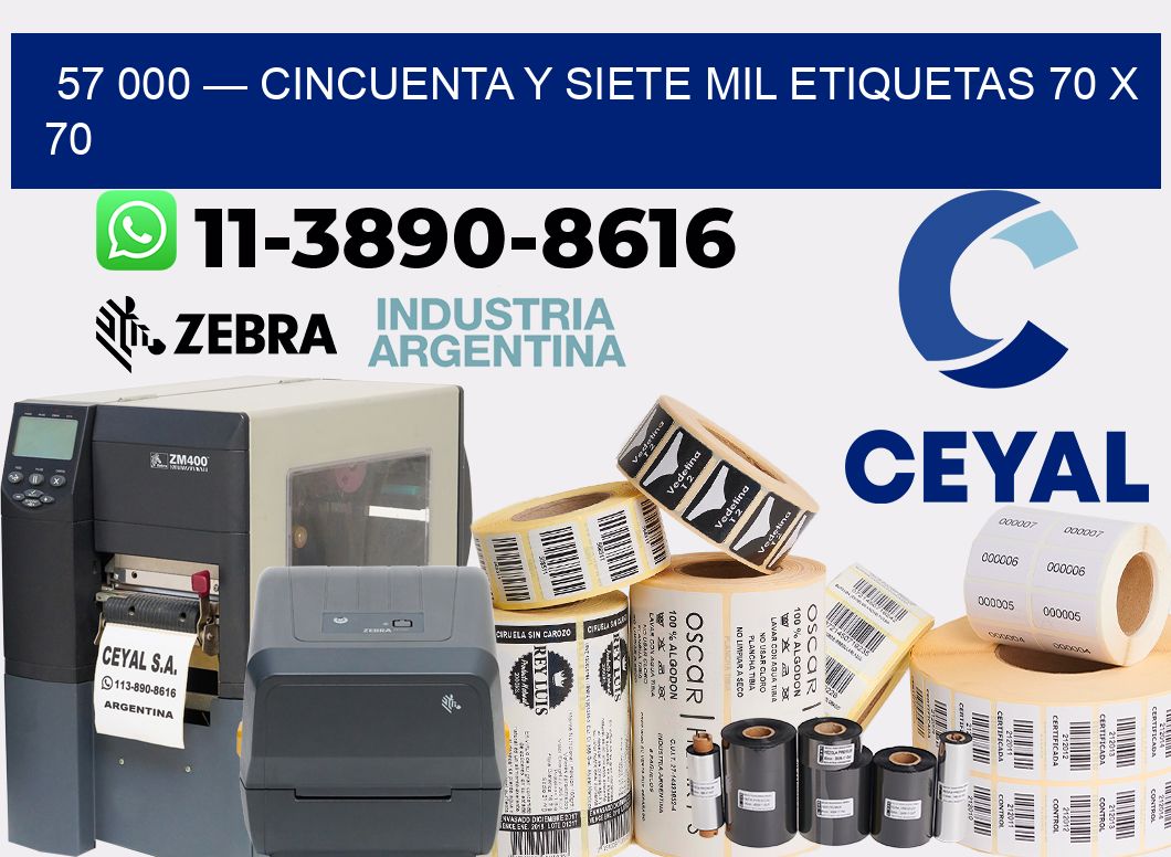 57 000 — cincuenta y siete mil etiquetas 70 x 70