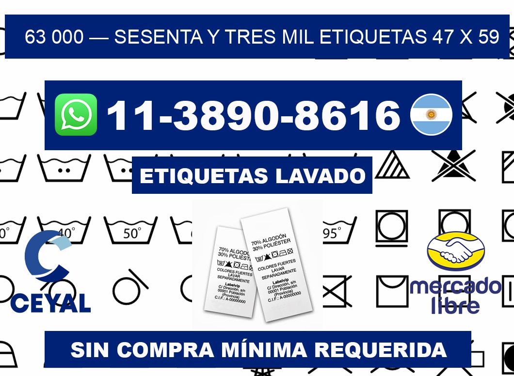 63 000 — sesenta y tres mil etiquetas 47 x 59