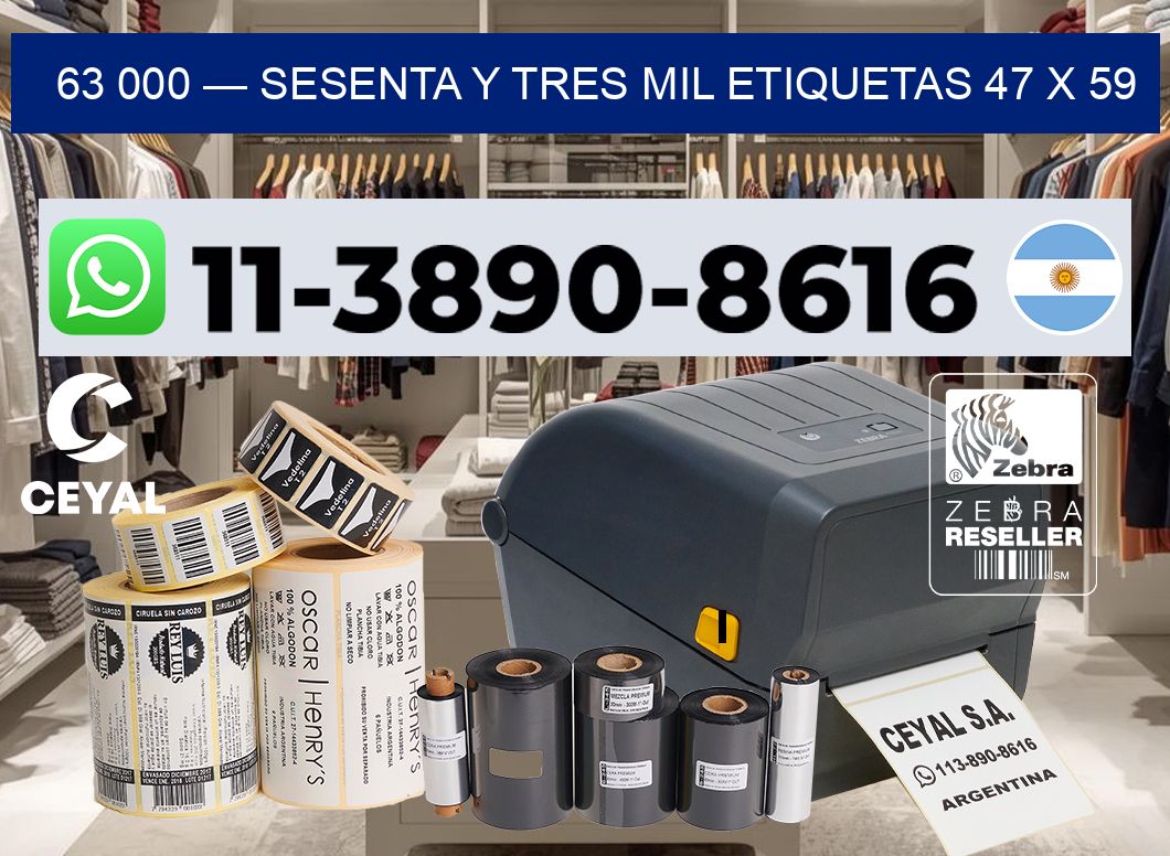 63 000 — sesenta y tres mil etiquetas 47 x 59