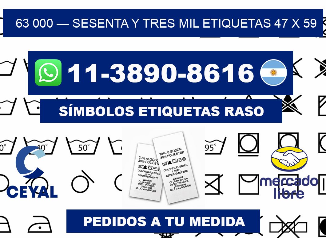 63 000 — sesenta y tres mil etiquetas 47 x 59